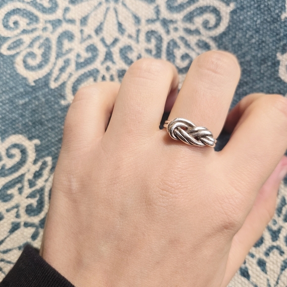 Vintage 925 Sterling Silver Rope Knot Ring, size 8 - Picture 7 of 13